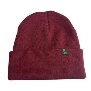 OVO Women's Burgandy Woven Cuffed Knit Winter Snow Bonnet Beanie Cap Hat OS